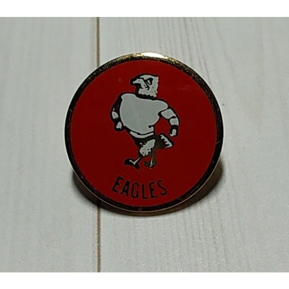 School Mascot Eagles Red, White & Gold Jacket Pin Athlete Sports Team Varsity - Picture 1 of 3
